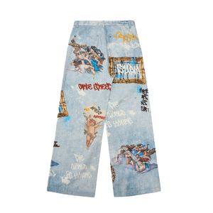 Pantalones Vaqueros Holgados con Estampado Gráfico, Diseño Personalizado, Lavado Vintage, Remaches, Pantalones Rectos de Mezclilla para Invierno, Estilo Urbano, Hip Hop, Y2K - Product Image 2