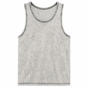Débardeur pour homme à col rond sans manches, style vintage, couleur unie, tricoté, coupe décontractée, finition délavée, 100% coton, débardeurs pour homme - Product Image 1