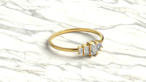 18K Gold Minimalist Graduated Baguette Cut Diamond <b>Ring</b> For Women Baguette Cluster <b>Ring</b> Dainty Multi Stone <b>Stacking</b> Band - Product Image 3
