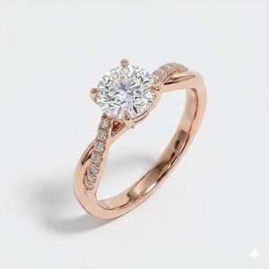 Anillo de Joyería de Lujo de Oro Amarillo de 10K, Listo para Enviar, Anillo de Compromiso y Matrimonio con Diamante Redondo de 3.22CT, Color E, Claridad VS, Diamante Cultivado en Laboratorio - Product Image 1