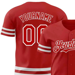 Maillot de baseball d'hiver personnalisé Yourteams, rouge, manches courtes, respirant, extensible dans quatre directions, écologique, unisexe, vêtements de sport - Product Image 3