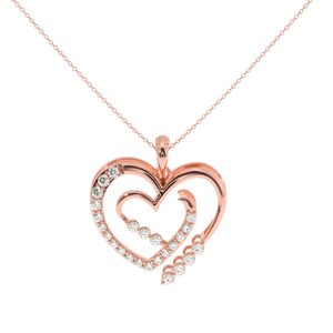 Pendentif Cœur Ouvert Élégant en Or 14K Ajretail avec Diamant Naturel de 0,29 Carat Certifié Couleur HI Clarté VS-SI Symbole d'Amour - Product Image 2