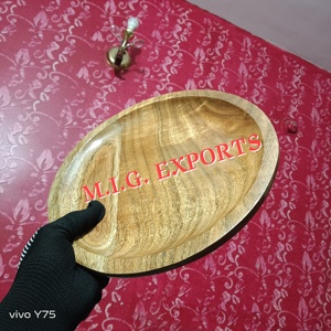 Wooden Plate with Natural Polished Surface Rustic Serveware for Dining Kitchen Restaurants & Special Occasions Wooden Plate. - Product Image 2