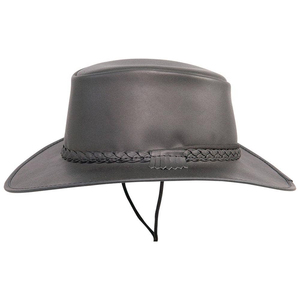 Chapeau de cowboy en cuir véritable noir, style western, avec bande tressée et sangle de menton, large bord, unisexe, chapeau de brousse Outback pour l'usage quotidien des agriculteurs - Product Image 3