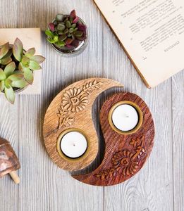 Portavelas de madera impresa para el hogar, bodas, decoración festiva, recién llegado, recipiente para velas para decoración de mesa y uso en aromaterapia - Product Image 6