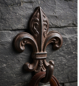 Artisanal Vintage Fleur De Lis Wall <b>Hooks</b> Metal Rust Resistant Clothing Storage <b>Hook</b> Set Perfect For Stylish Home Decor - Product Image 2