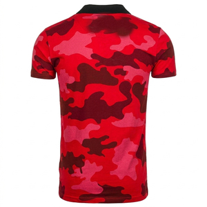Camisetas Polo Personalizadas con Camuflaje Rojo para Hombre, Corte Ajustado, Transpirables, Manga Corta, Casuales, Sublimadas - Product Image 2