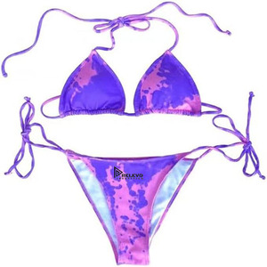Conjunto de traje de baño de bikini para mujer, traje de baño de dos piezas de tela elástica, ropa de playa cómoda para nadar y vacaciones - Product Image 4