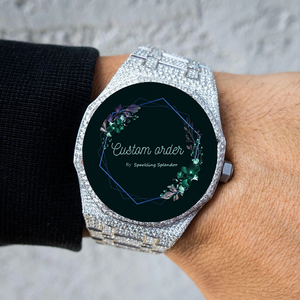 Reloj de Moda Personalizado de 41 mm con Incrustaciones de Moissanita, Correa de Acero Inoxidable/Silicona, Esfera de Cristal y Movimiento Mecánico para Hombre - Product Image 3