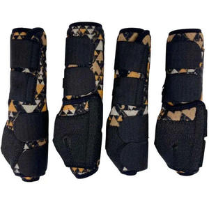 Bottes de protection pour chevaux en cuir respirant et néoprène, fermeture à boucle, conception durable pour un usage quotidien, prévention des blessures - Product Image 1