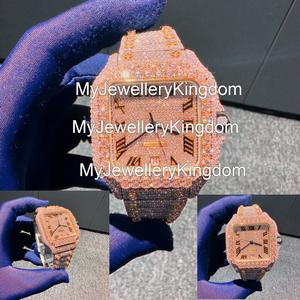 Hip Hop Style Moissanite Watch Fully Iced out <b>Automatic</b> Movement Power Reserve 40mm Stainless Steel Dial <b>Wristwatch</b> - Product Image 4