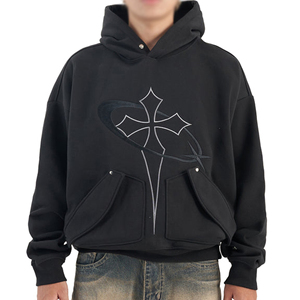 Sweat-shirts à capuche en coton 100% de qualité supérieure avec strass, vêtements décontractés, pull-over, logo et taille personnalisés - Product Image 3