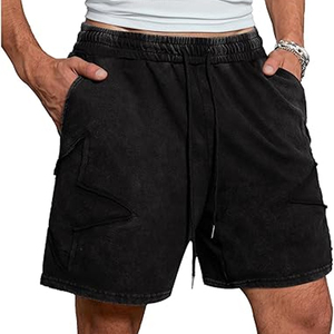 High Quality Custom <b>Drawstrings</b> Vintage Puff Print Short 100% Cotton Men's Acid Wash Shorts - Product Image 3