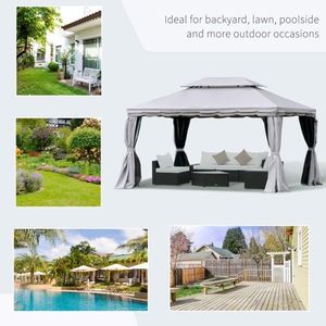 Gazebo da Giardino 3x4m Grigio, Tettoia e Pergola Resistenti per Intrattenimento all'Aperto - Product Image 1