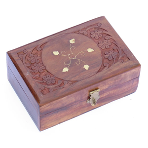 Boîte à bijoux en bois sculpté avec incrustations artisanales, décorative, pour la maison et le bureau, aux prix les plus bas - Product Image 3