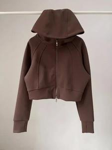 เสื้อฮู้ดแฟชั่นทรงครอปสำหรับผู้หญิง ปี 2026 ซิปคู่ แจ็คเก็ตหลวมๆ สไตล์ลำลอง เสื้อสเวตเชิ้ตวินเทจ - Product Image 4