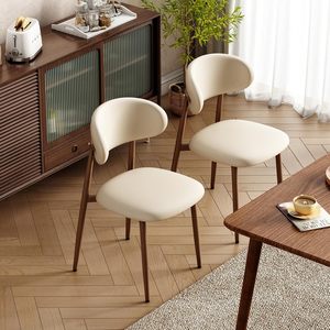 Ensemble de 4 chaises de salle à manger rembourrées, style moderne du milieu du siècle, chaises de cuisine et de salle à manger avec assise et dossier en lin - Product Image 4