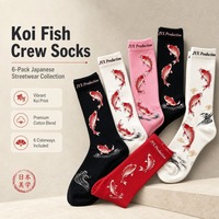 Chaussettes mi-mollet personnalisées avec logo imprimé carpe Koi, pour hommes et femmes, motif poisson porte-bonheur chinois, en coton, style Harajuku, mode urbaine, OEM ODM