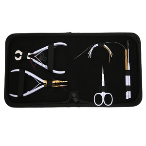 Hair Extension Tools Kit with Classic White Beauty Tools Triple Hole Micro Link Tool Stitching Needle Set Bead Threading Wand - Product Image 1