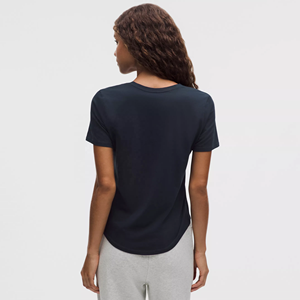 Custom Fashion 2026 Ladies Curved Hem <b>V</b>-<b>Neck</b> Short Sleeve Summer <b>T</b>-<b>Shirt</b> 100% Cotton Breathable Quick Dry Sport Fitness <b>T</b>-<b>shirt</b> - Product Image 2