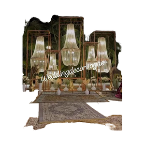 Supports de bougies en métal pour mariage, supports de lustre en cristal, décoration élégante pour allée, réception, événement, décoration de fête de luxe, Inde - Product Image 2