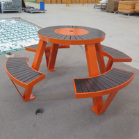 Tables rondes orange sur mesure pour les cantines scolaires, les salles de classe, les terrasses, table de pique-nique européenne durable