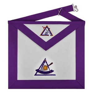 Delantal del Consejo Maestro Ilustre Pasado - Bordado a máquina con cinta morada - Product Image 1