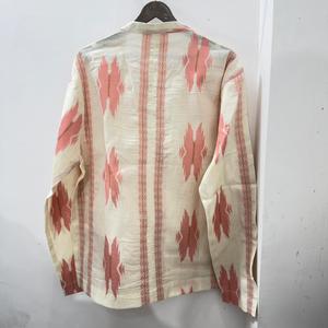 Men's 100% Cotton Eco-Friendly <b>Geometric</b> Handloom Casual <b>Shirt</b> Full Sleeve Breathable Summer Stand Collar Open Stitch Design - Product Image 4