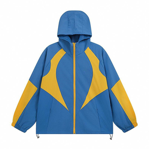 Manufacturer Wholesale Custom Wind Breaker Track Jacket Light <b>Weight</b> Windbreaker Men Waterproof Nylon Zip up Hoodies - Product Image 1