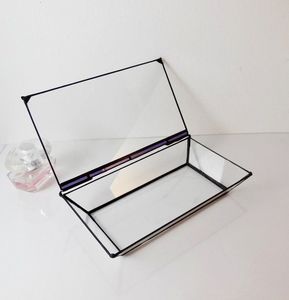 Ornamental <b>Metal</b> And Glass Jewelry Box With Decorative <b>Edges</b> For Displaying Rings Earrings And Small Keepsakes - Product Image 1