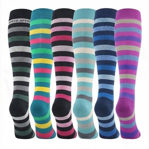 Crew <b>Socks</b> Geometric Pattern Blue Breathable Running <b>Socks</b> for Adults Spring Season - Product Image 2