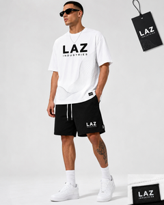 ชุดเสื้อยืดสีเบจ กางเกงขาสั้นสีน้ำตาล แบรนด์ LAZ INDUSTRIES สำหรับผู้ชาย คอกลม พิมพ์ลายดิจิทัล ผ้าถัก ระบายอากาศได้ดี ผ้าฝ้าย เหมาะสำหรับใส่ลำลองในฤดูร้อน - Product Image 2