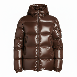 Custom Logo <b>Men</b> Hooded Puffer <b>Jacket</b> Winter <b>Warm</b> Heated Breathable Eco-Friendly Zipper Closure Outdoor Casual Coat Travel - Product Image 1