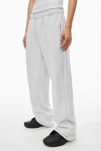 Pantalon de survêtement gris pour homme, taille élastique avec cordon de serrage, coupe décontractée, poches latérales, respirant, en coton tricoté - Product Image 5