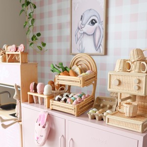 Market <b>cake</b> <b>stand</b> table top <b>cakes</b> display <b>stands</b> kids kitchen accessories natural rattan toy - Product Image 6