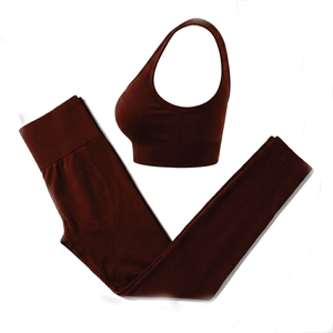 Ensemble de yoga 2 pièces pour femme : Crop top dos nageur à col rond et leggings taille haute longueur intégrale, couleur unie, sans couture, tenue de sport - Product Image 6
