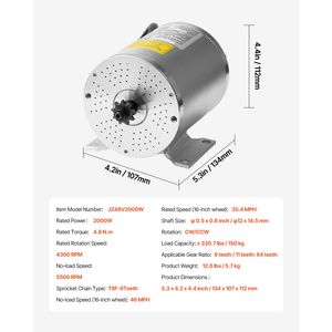 48V 4300rpm Upgraded Speed <b>Controller</b> 2000W Electric Brushless DC Motor with Throttle <b>Grip</b> Kit for Go Karts Electric Bicycles - Product Image 3