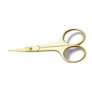 Ciseaux de toilettage en acier inoxydable - Ciseaux à sourcils - Ciseaux de manucure et de beauté courbés de petite taille pour femmes (doré) - Product Image 1