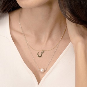 Collar con Colgante de Doble Capa de Perlas de Agua Dulce en Oro Amarillo y Blanco de 9K al por Mayor para Mujer, Joyería Fina Minimalista OEM - Product Image 5