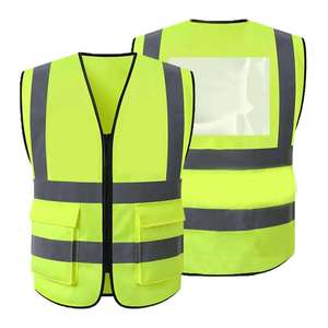 Chaleco de Seguridad Reflectante Fluorescente de Alta Visibilidad, de Poliéster, con Múltiples Bolsillos, Resistente al Agua, para Construcción y Seguridad Vial - Product Image 6