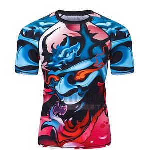 3D พิมพ์ที่กำหนดเองแขนสั้นผู้ชายที่มีสีสัน Mma ยามผื่นสำหรับผู้ชาย - Product Image 1