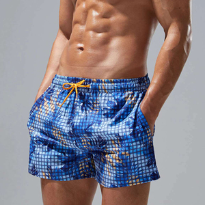 Shorts de plage pour hommes, séchage rapide, imprimé tropical, taille élastique avec cordon de serrage, décontractés, pour le surf - Product Image 5
