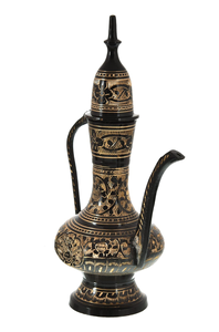 Carafe à eau décorative en laiton noir antique avec gravure dorée ornée, pichet de service traditionnel artisanal pour la maison et l'hôtel - Product Image 3