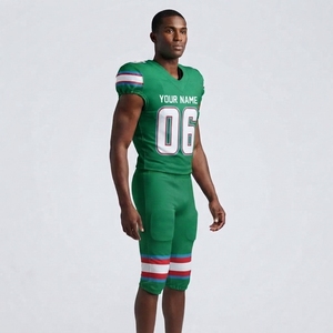 Ensemble d'uniformes de football américain personnalisés, maillot de football vert sublimé et pantalon rembourré, vêtements de sport personnalisés pour équipe de football - Product Image 6