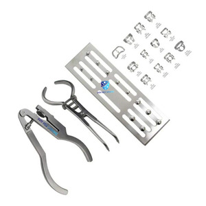 Dom Med Dynamics High Quality 17cm Rubber Dam Forceps <b>Set</b> 12 Clamps Holder Ivory Dental Isolation <b>Punch</b> Surgical Instrument - Product Image 1