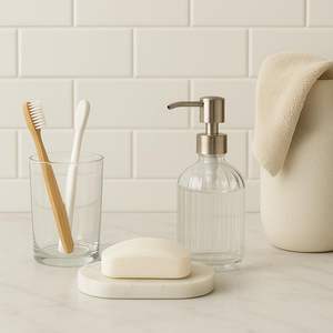 Porte-savon en marbre naturel pour salle de bain, élégant porte-savon en pierre fait à la main, accessoire de salle de bain de luxe - Product Image 5