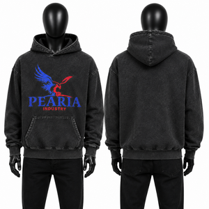 Sudadera con Capucha Vintage Lavada 100% Algodón para Hombre, con Bolsillo Frontal y Gráfico de Águila, Estilo Urbano - Product Image 5