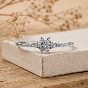 Luxury Floral Cluster Diamond Ring 925 Sterling Silver Statement Engagement <b>Wedding</b> Jewelry For Women At Best Price - Product Image 3