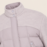 Veste matelassée hybride à capuche respirante pour femme, 100 % polyester, rembourrée, coupe régulière, vêtement d'extérieur d'hiver, coque en PU, doublure en coton