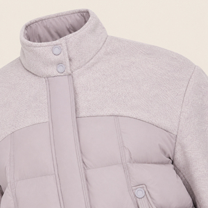 Women Hybrid Down <b>Jacket</b> Wool Blend Padded Mixed-Media <b>Cropped</b> <b>Puffer</b> <b>Jacket</b> Coat <b>Cropped</b> Winter Outerwear Woman <b>Jacket</b> - Product Image 5
